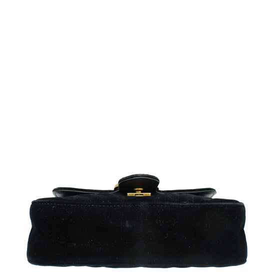 Gucci Black GG Marmont Velvet Mini Shoulder Bag