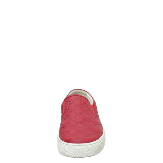 Gucci Red Guccissima Web Slip On Sneakers 11.5