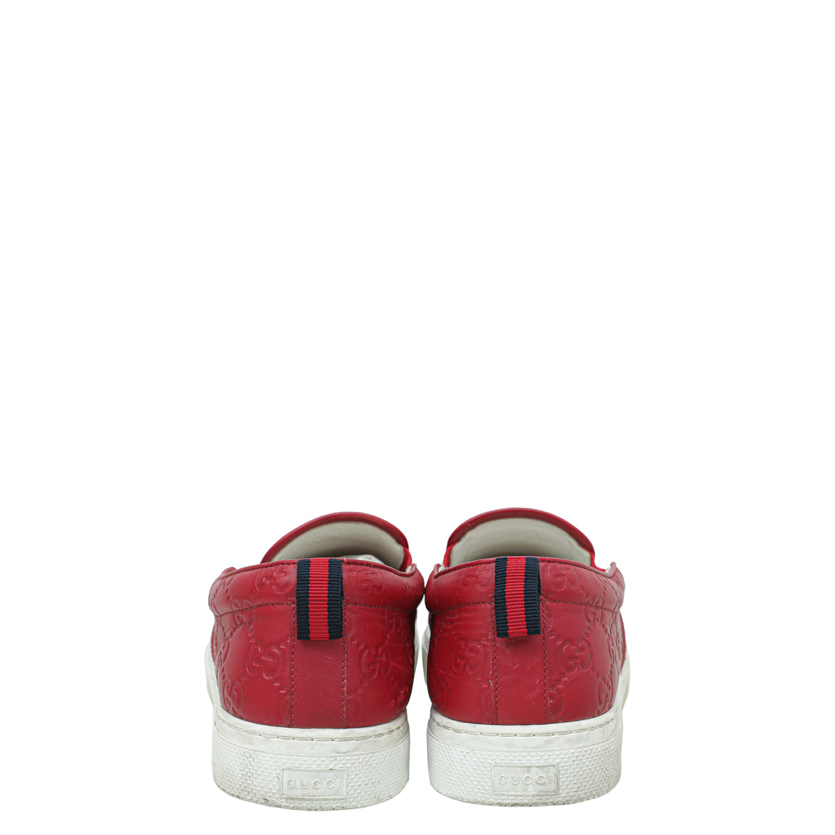 Gucci Red Guccissima Web Slip On Sneakers 11.5
