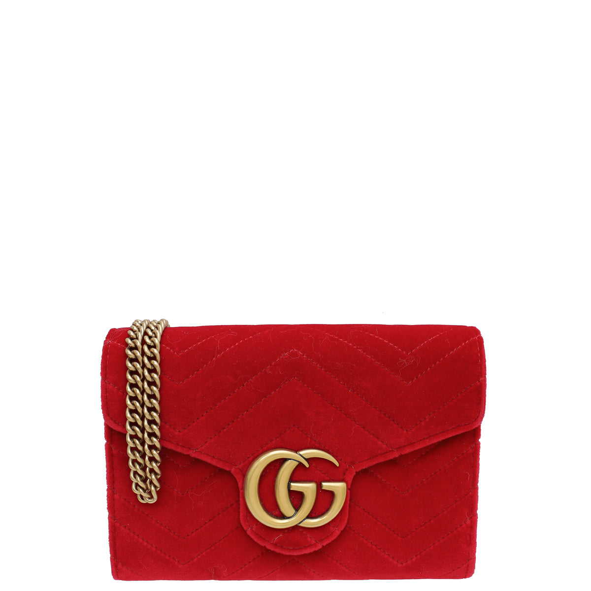 Gucci Red Velvet GG Marmont Mini Shoulder Bag-Gucci-THE CLOSET