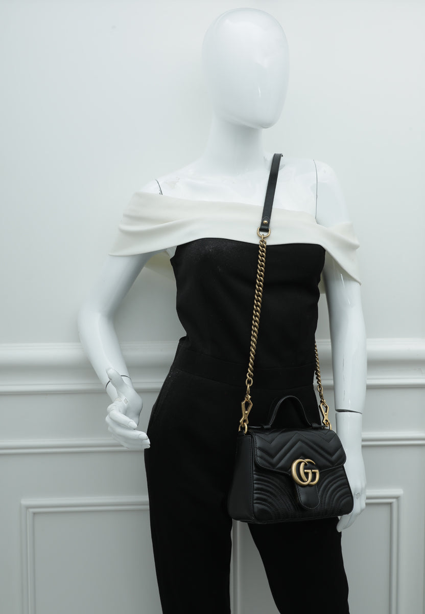 Gucci Black GG Marmont Top Handle Chain Mini Bag – THE CLOSET