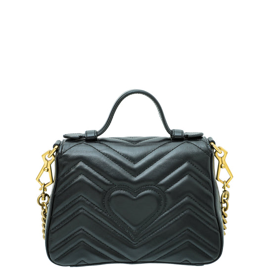 Gucci Black GG Marmont Top Handle Chain Mini Bag