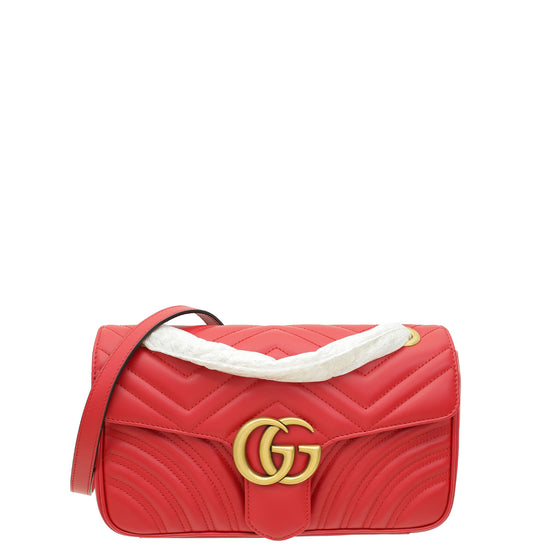 Gucci Red GG Marmont Shoulder Bag