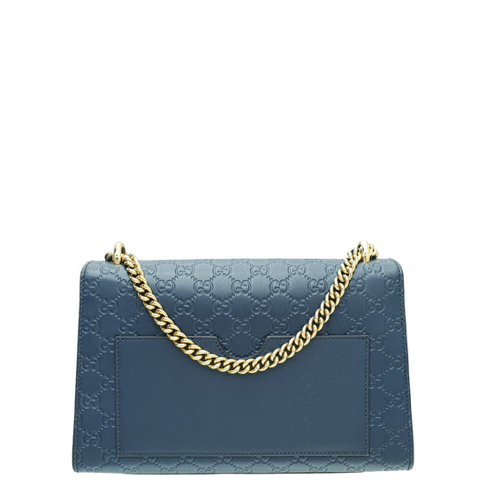 Gucci Blue Guccissima Padlock Medium Bag