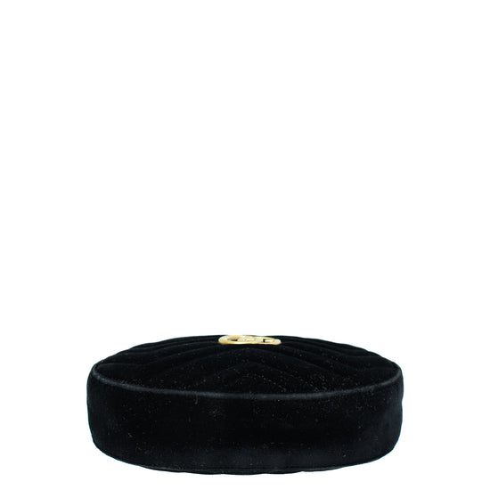 Gucci Black Velvet GG Marmont Mini Belt Bag