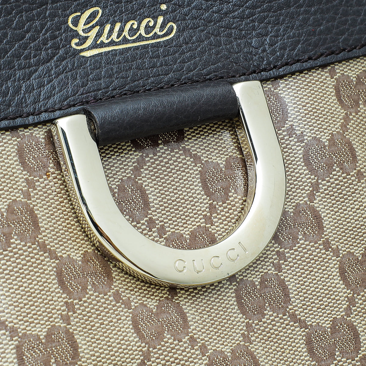 Gucci Bicolor GG Crystal Monogram D Gold Ring Large Tote Bag