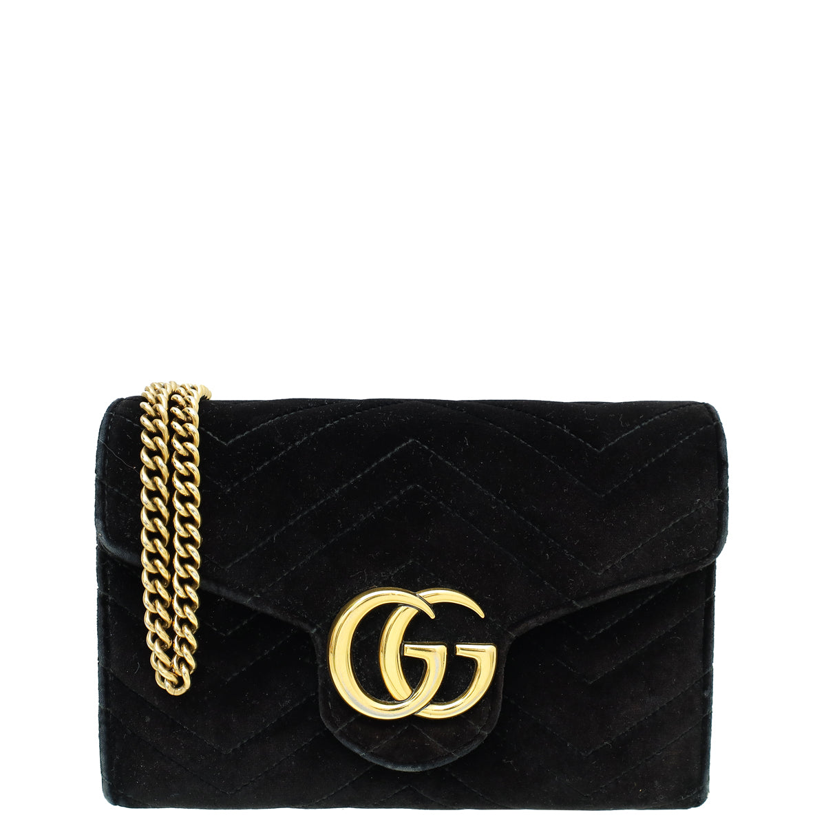 Gucci Black GG Marmont Velvet Mini Shoulder Bag-Gucci-THE CLOSET