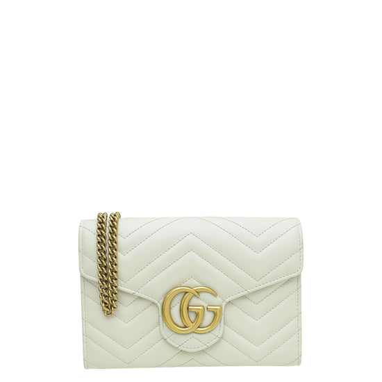 GG Marmont mini shoulder bag in white leather
