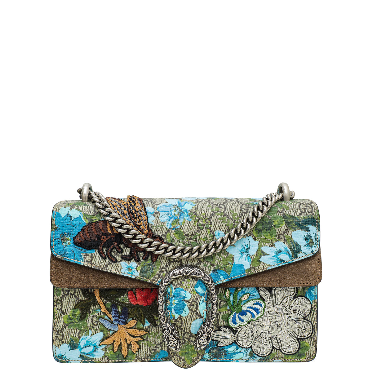 Gucci Ebony Multicolor Blooms Print Embroidered Dionysus Small Bag