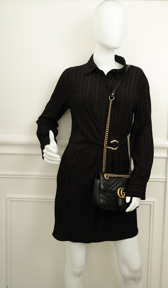 Gucci Black GG Marmont Mini Shoulder Bag-Gucci-THE CLOSET