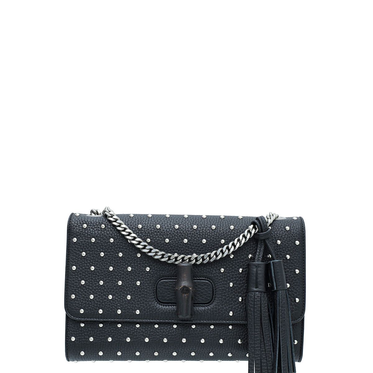 Gucci Black Studded Miss Bamboo Flap Bag-Gucci-THE CLOSET