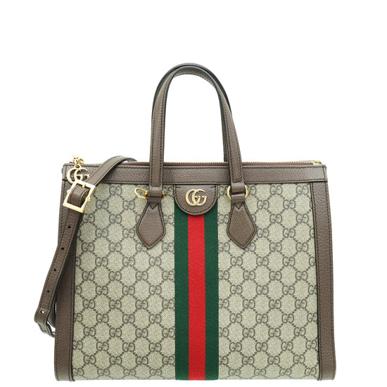 Gucci Ebony GG Ophidia Medium Top Handle Bag