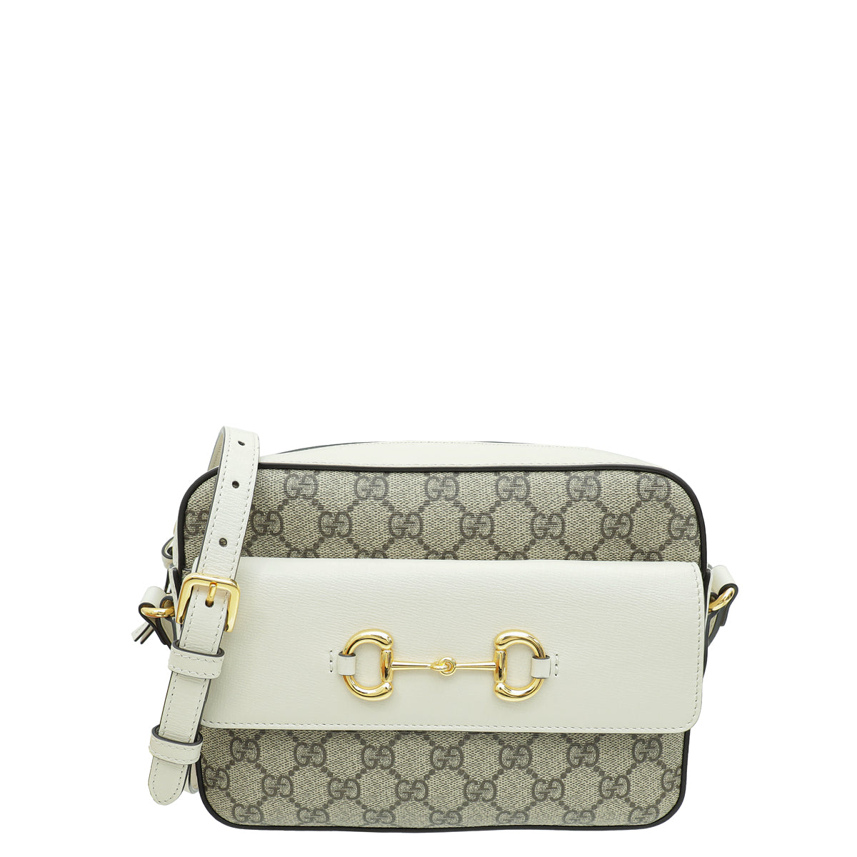 Gucci Bicolor GG Supreme 1955 Horsebit Small Shoulder Bag