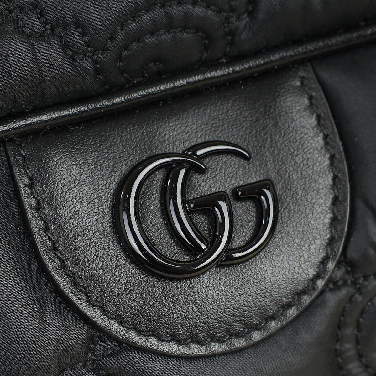 Gucci Black Nylon Enamel GG Matelasse Shoulder Bag