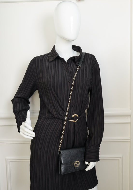 Gucci Black Interlocking G Wallet on Chain-Gucci-THE CLOSET