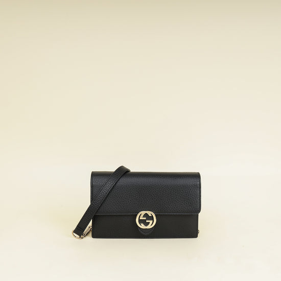 Gucci Black Interlocking G Wallet on Chain-Gucci-THE CLOSET