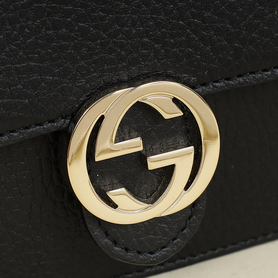 Gucci Black Interlocking G Wallet on Chain-Gucci-THE CLOSET