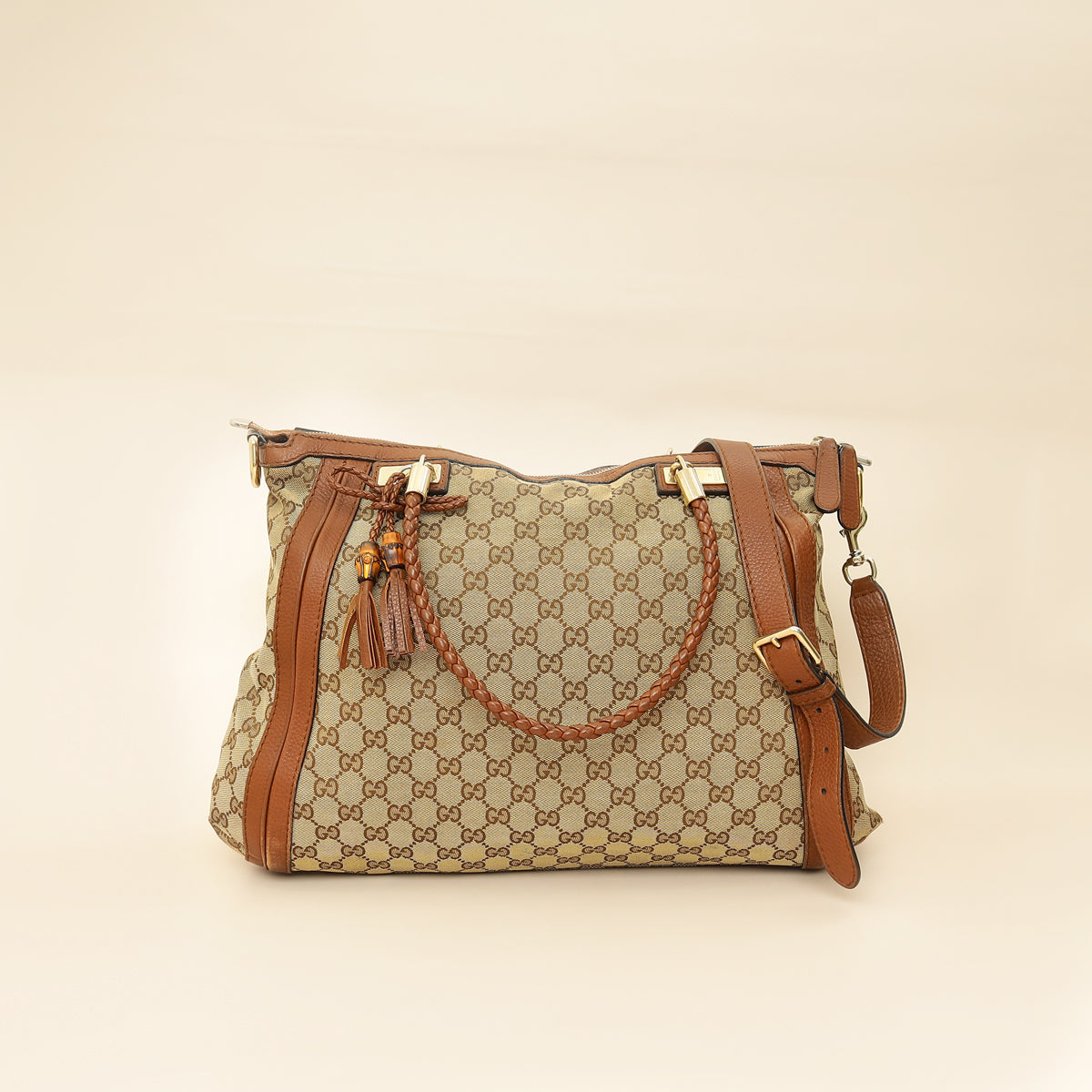 Gucci Brown GG Monogram Cellarius Large Bella Top Handle Bag-Gucci-THE CLOSET