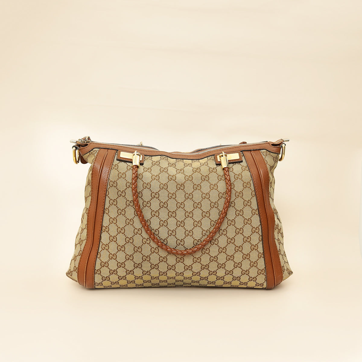 Gucci Brown GG Monogram Cellarius Large Bella Top Handle Bag-Gucci-THE CLOSET