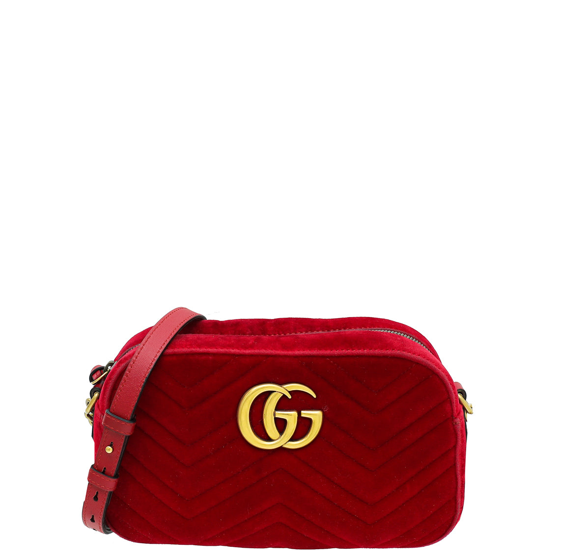 Gucci Red Velvet GG Marmont Small Camera Shoulder Bag – The Closet