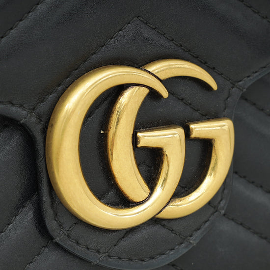 Gucci Black GG Marmont Super Mini Wallet on Chain