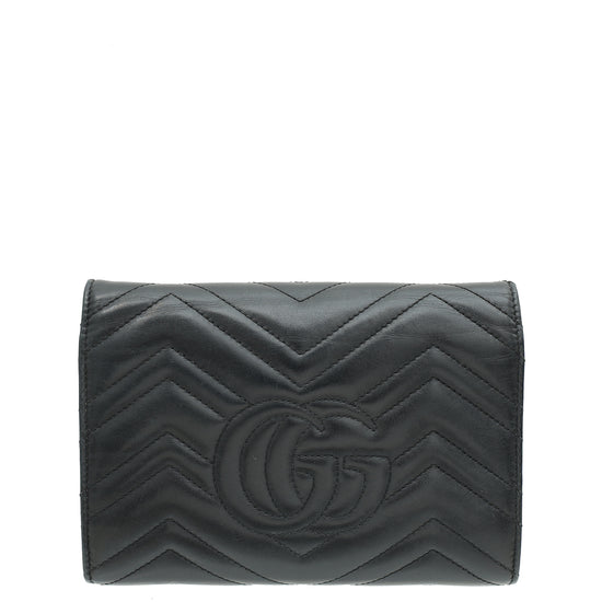 Gucci Black GG Marmont Super Mini Wallet on Chain