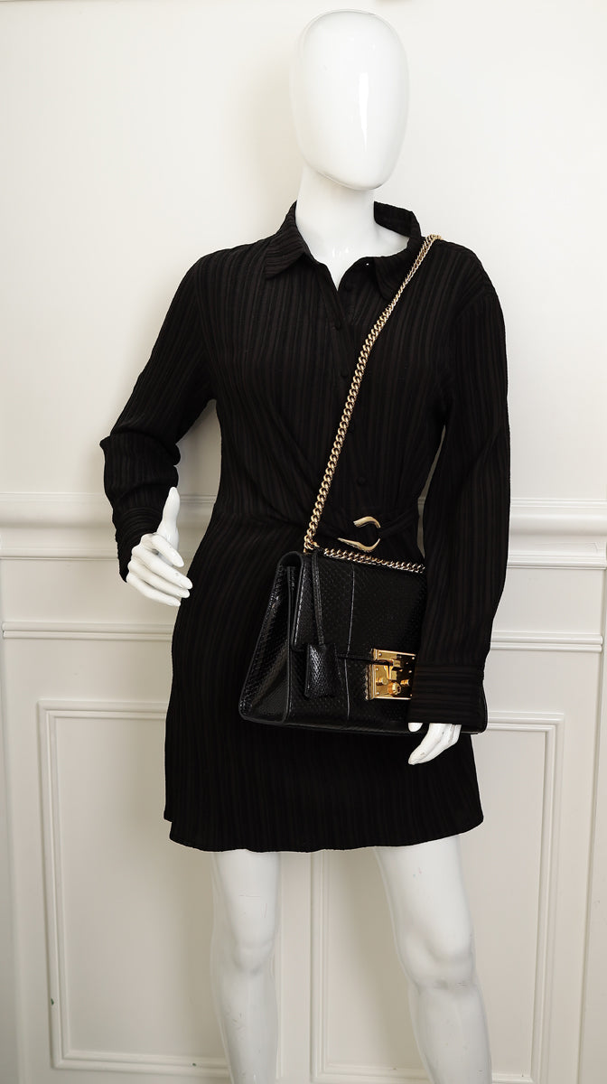 Gucci Black Python Padlock Medium Shoulder Bag-Gucci-THE CLOSET