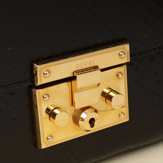 Gucci Black Python Padlock Medium Shoulder Bag-Gucci-THE CLOSET