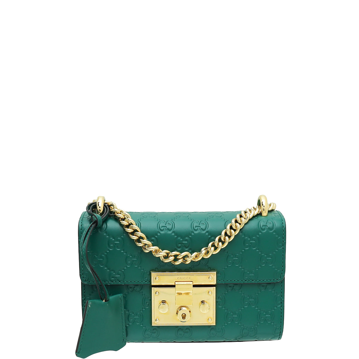 Gucci Green Guccissima Padlock Small Chain Bag-Gucci-THE CLOSET