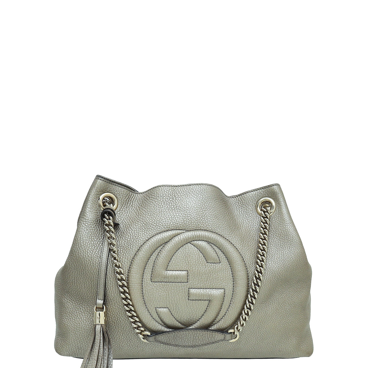 Gucci Metallic Champagne Soho Tassel Tote Medium Bag-Gucci-THE CLOSET
