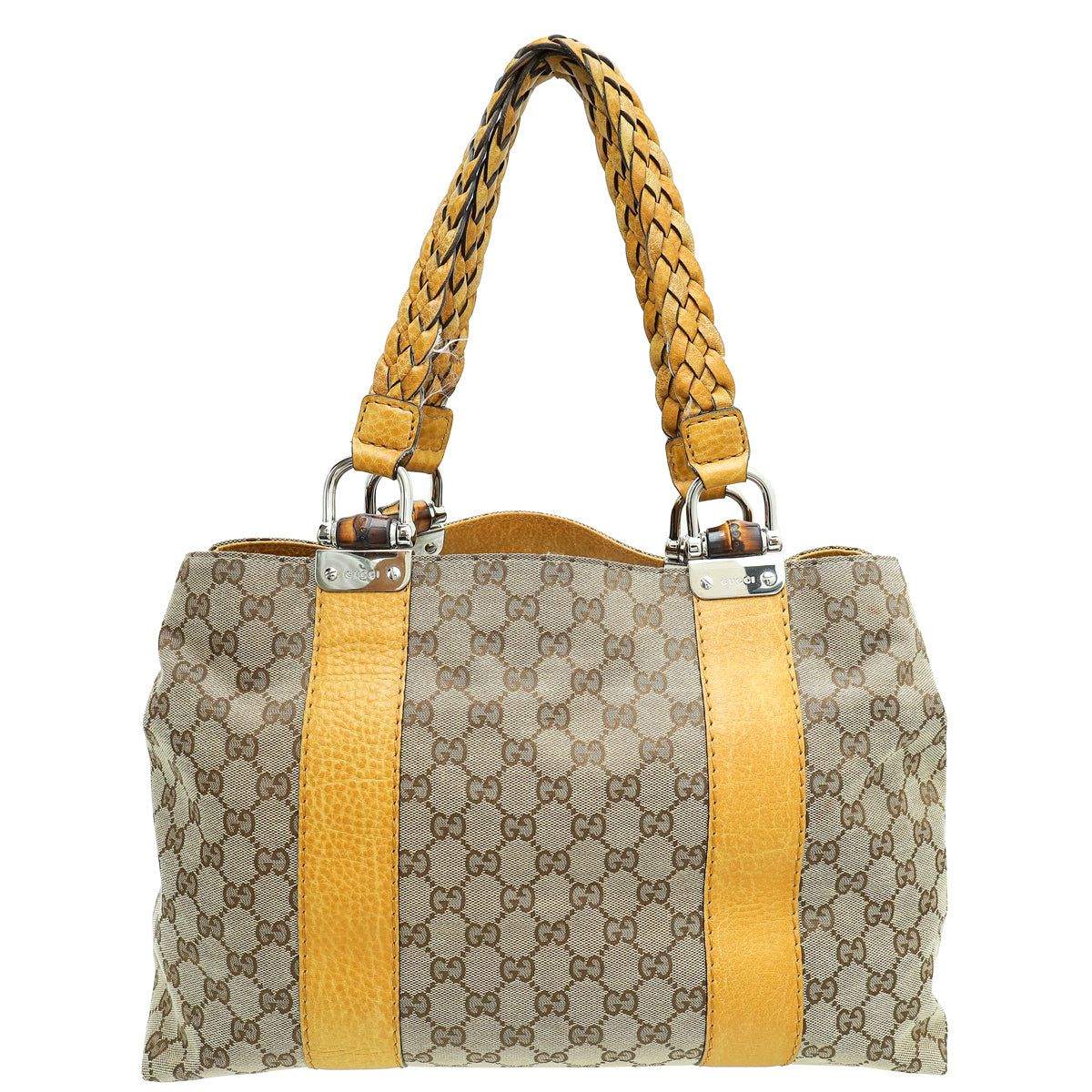 Gucci Bicolor GG Bamboo Bar Medium Tote Bag-Gucci-THE CLOSET