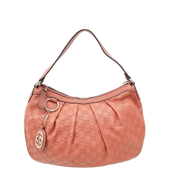 Gucci Dark Coral Guccissima Sukey Hobo Bag