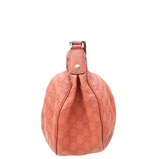 Gucci Dark Coral Guccissima Sukey Hobo Bag