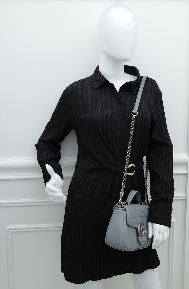 Gucci Grey GG Marmont Mini Top Handle Bag