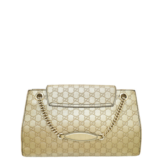 Gucci Metallic Champagne Guccissima Emily Large Bag