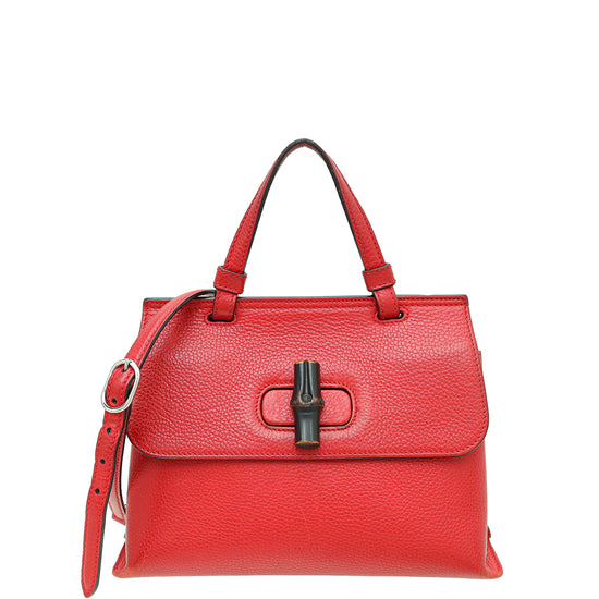 Gucci Red Bamboo Daily Top Handle Small Bag