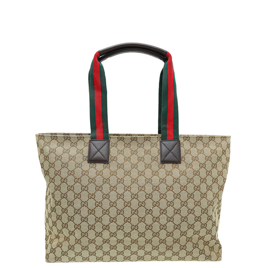 Gucci Ebony GG Web Diaper Large Tote Bag