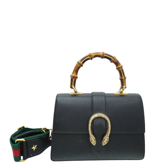 Gucci Black Dionysus Bamboo Top Handle Small Bag