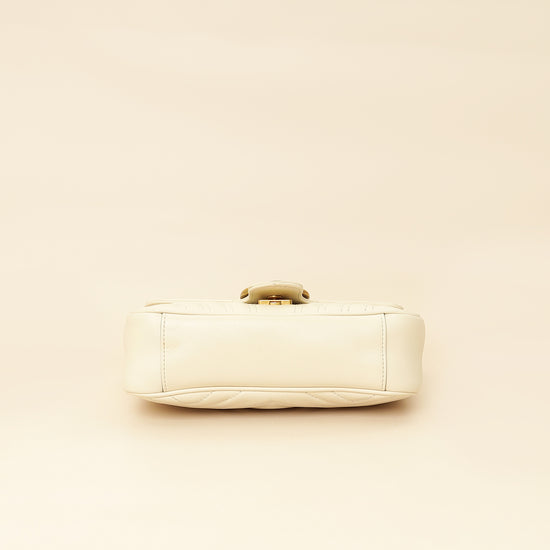 Gucci White Cream GG Marmont Small Shoulder Bag-Gucci-THE CLOSET