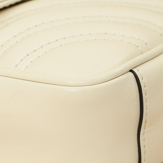 Gucci White Cream GG Marmont Small Shoulder Bag-Gucci-THE CLOSET