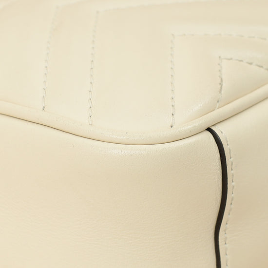 Gucci White Cream GG Marmont Small Shoulder Bag-Gucci-THE CLOSET