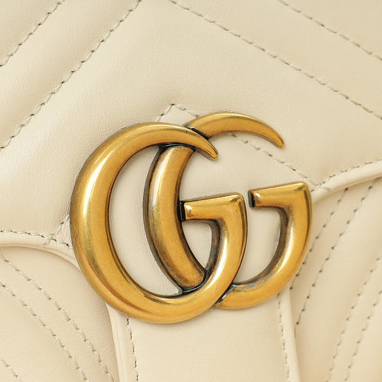 Gucci White Cream GG Marmont Small Shoulder Bag-Gucci-THE CLOSET