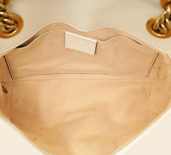 Gucci White Cream GG Marmont Small Shoulder Bag-Gucci-THE CLOSET