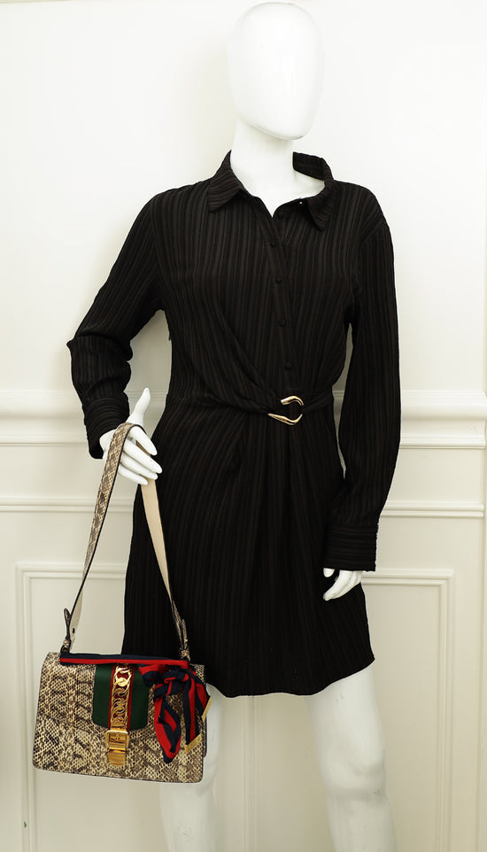 Gucci Bicolor Python Sylvie Small Shoulder Bag-Gucci-THE CLOSET