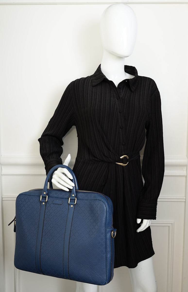Gucci Blue Diamante Textured Briefcase – THE CLOSET