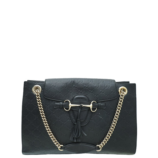 Gucci Black GG Guccissima Emily Large Bag THE CLOSET