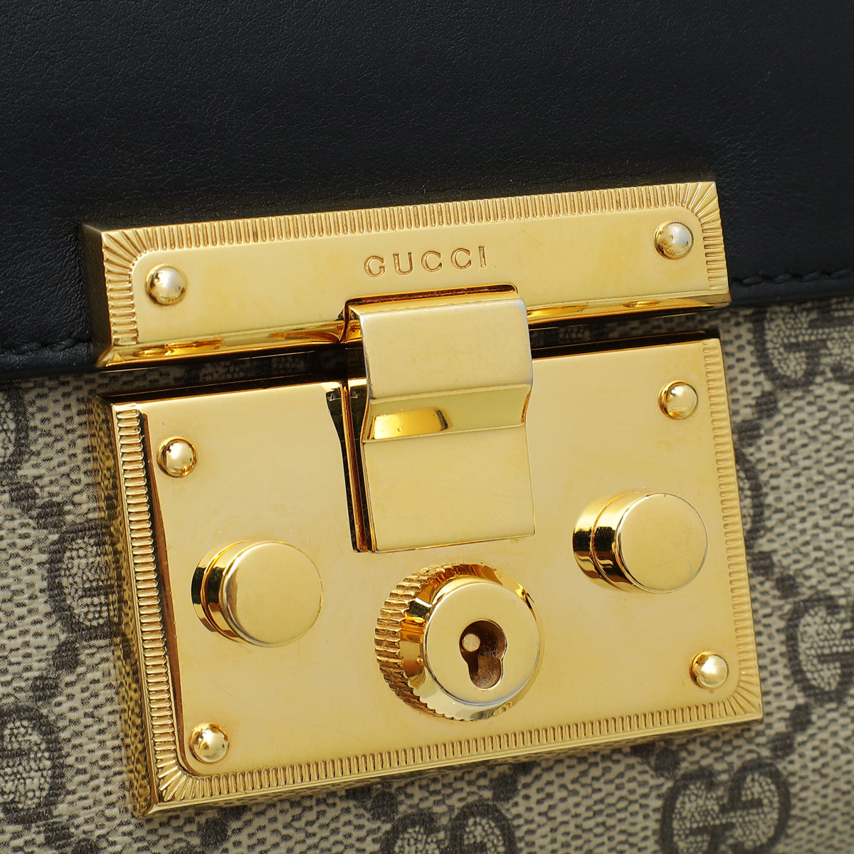 Gucci Tricolor GG Supreme Padlock Small Shoulder Bag