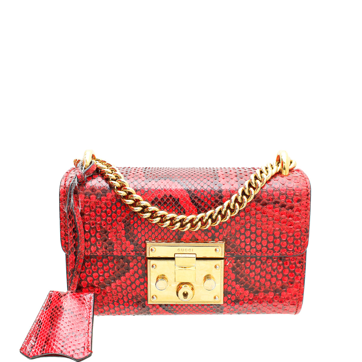 Gucci Bicolor Python Padlock Small Shoulder Bag