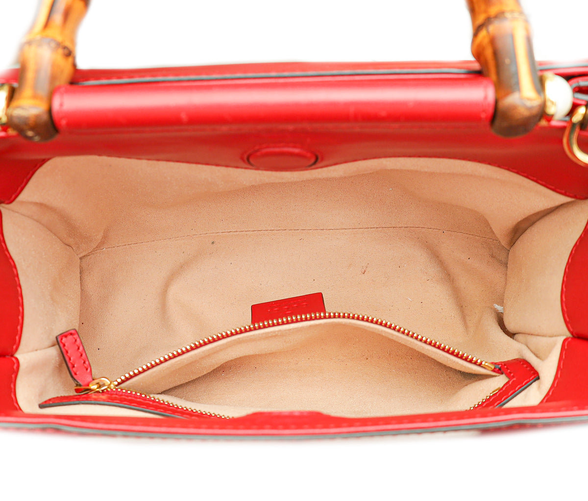 Gucci Red Nymphaea Bamboo Shoulder Bag