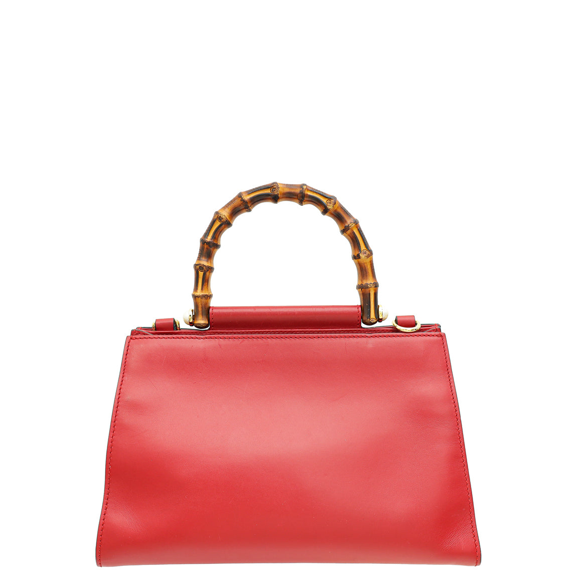 Gucci Red Nymphaea Bamboo Shoulder Bag-Gucci-THE CLOSET